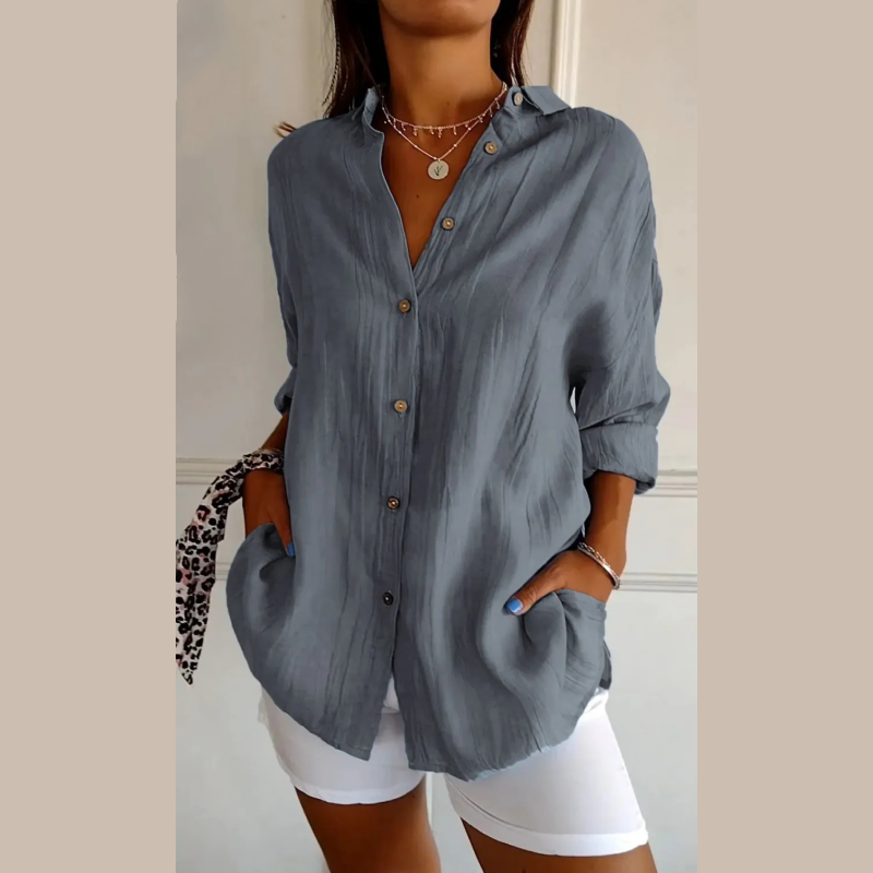 Single lapel classic pleated structure women's shirt