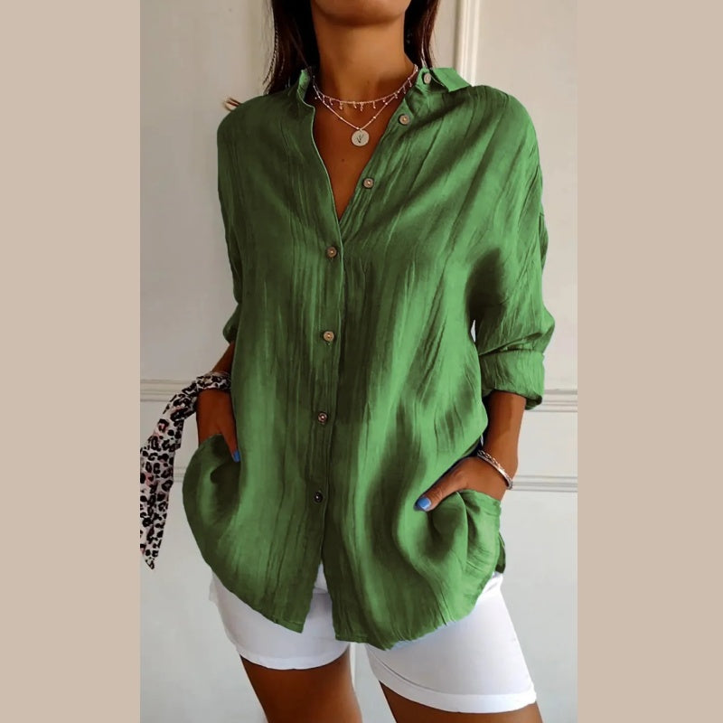 Single lapel classic pleated structure women's shirt
