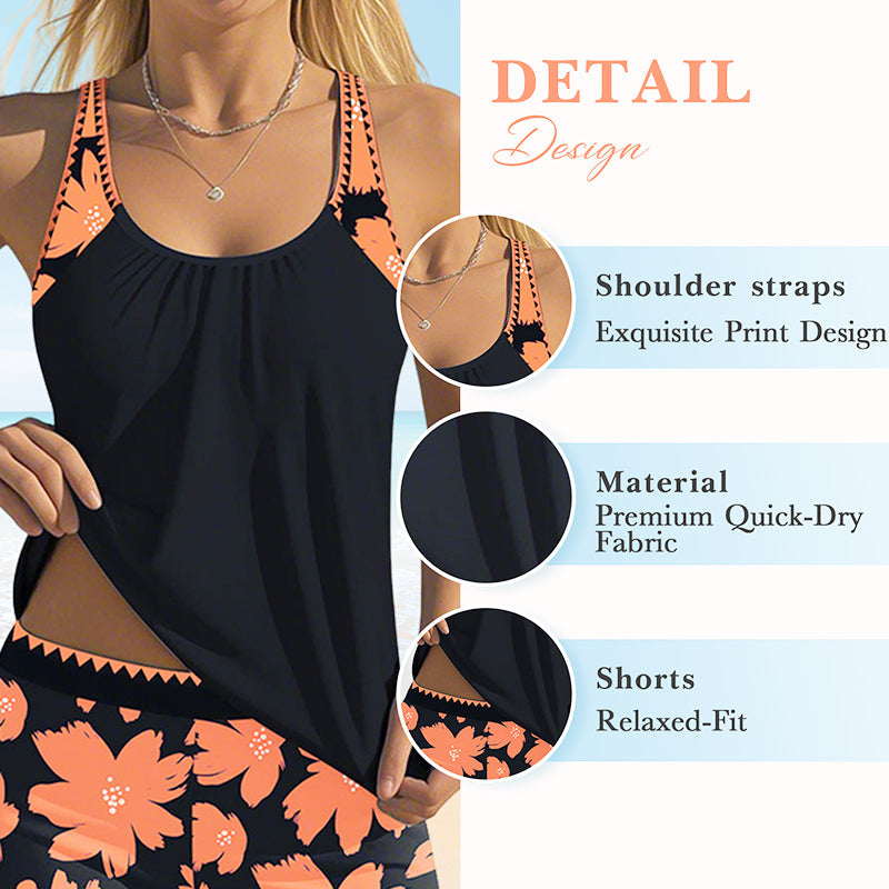 Women's Print Tankini & Shorts 2-Piece Swimwear Set