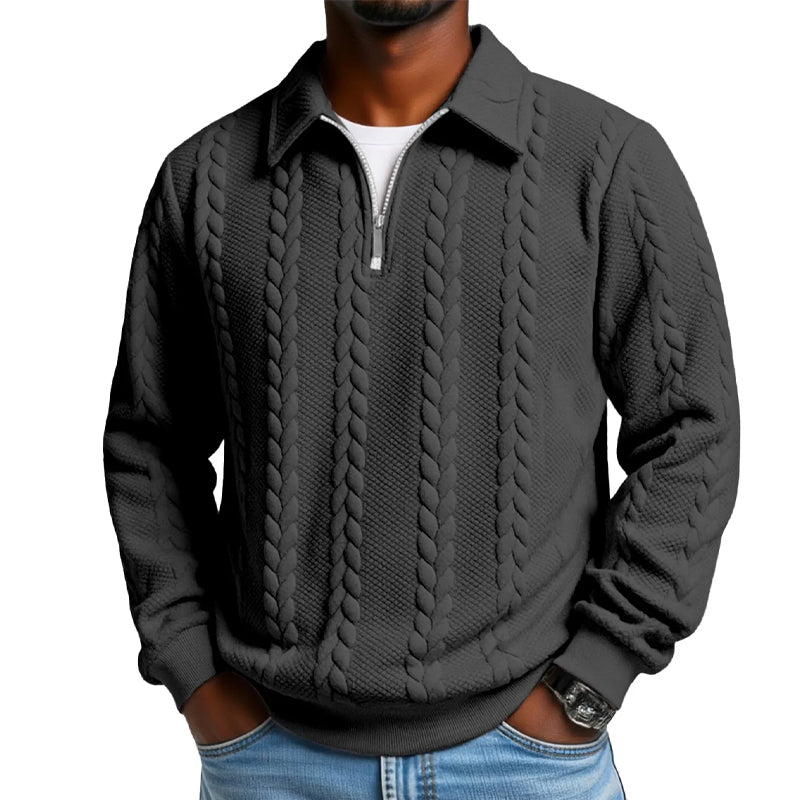 Men's Casual Half-Zip Cable-Knit Sweater