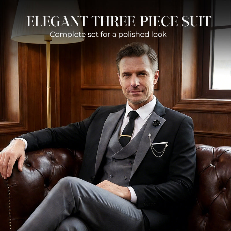 π 50% OFF! π Modern Contrast Color Wedding Suit β 3-Piece Slim-Fit Set in Bold Black & Light Blue (8 Colors!) πβ¨