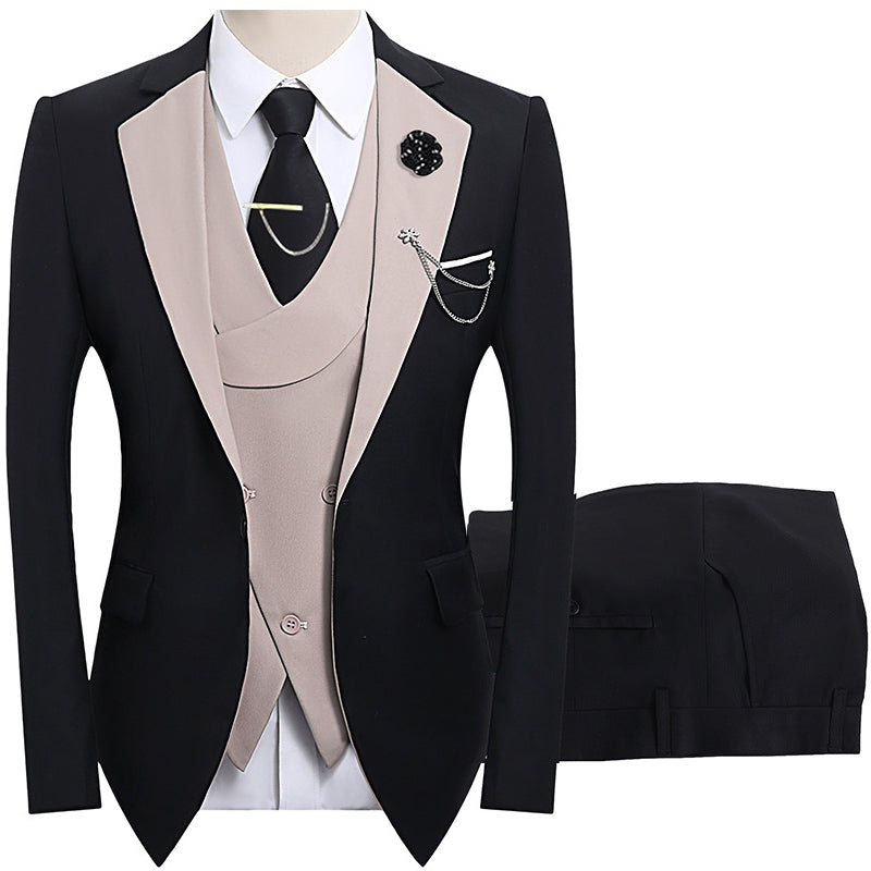 π 50% OFF! π Modern Contrast Color Wedding Suit β 3-Piece Slim-Fit Set in Bold Black & Light Blue (8 Colors!) πβ¨