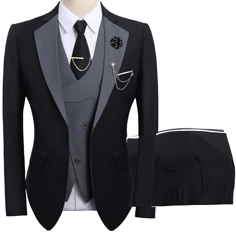 π 50% OFF! π Modern Contrast Color Wedding Suit β 3-Piece Slim-Fit Set in Bold Black & Light Blue (8 Colors!) πβ¨