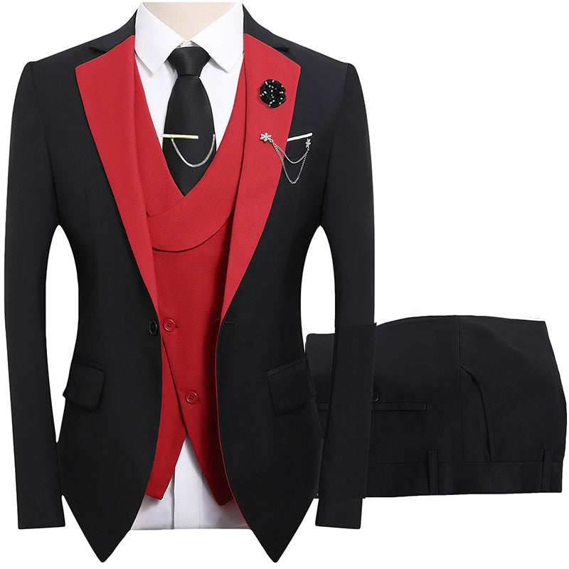 π 50% OFF! π Modern Contrast Color Wedding Suit β 3-Piece Slim-Fit Set in Bold Black & Light Blue (8 Colors!) πβ¨