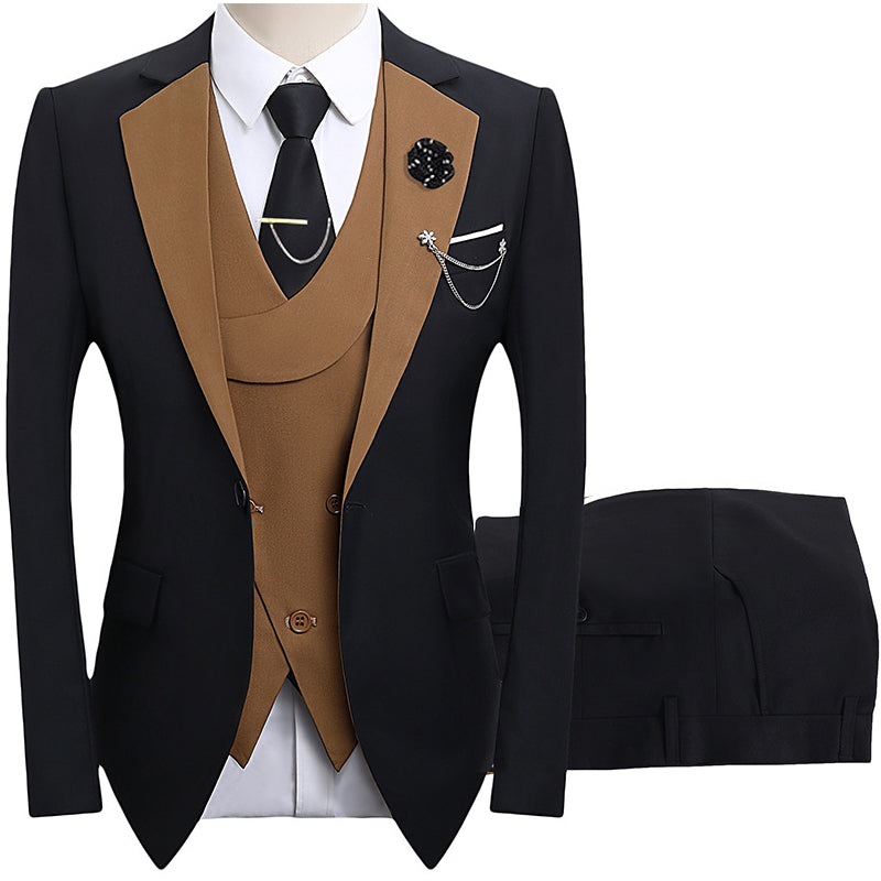 π 50% OFF! π Modern Contrast Color Wedding Suit β 3-Piece Slim-Fit Set in Bold Black & Light Blue (8 Colors!) πβ¨