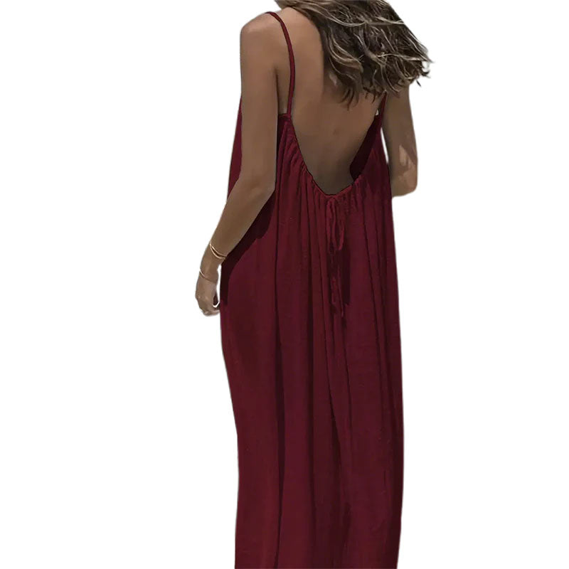 🏖️💕20K+ SOLD!⚡Women's Casual Backless Spaghetti Strap Maxi Dress🌟🌊