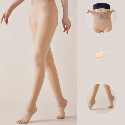 Women's Plush Lined High Waist Sheer Tights Tummy Control Tights