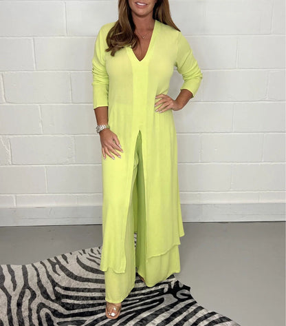 💃Spring Sale ⏳Two Piece Casual Long Top and Casual Trousers😍