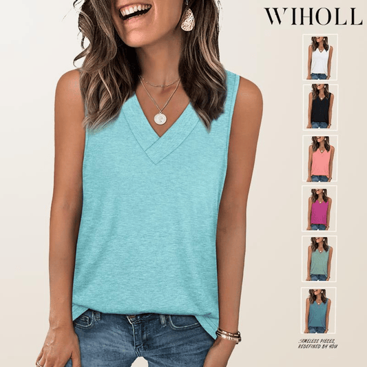 🎁Summer Promotion 50% OFF✨Women's Sleeveless V-Neck Slimming Loose Fit Casual Tank Top
