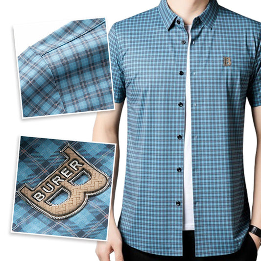 Men's Casual Plaid Short Sleeve Shirt