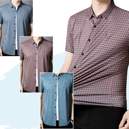 Men's Casual Plaid Short Sleeve Shirt