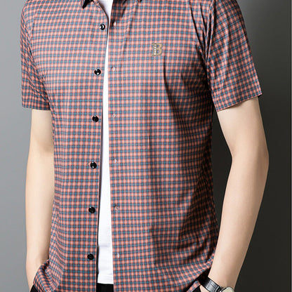 Men's Casual Plaid Short Sleeve Shirt