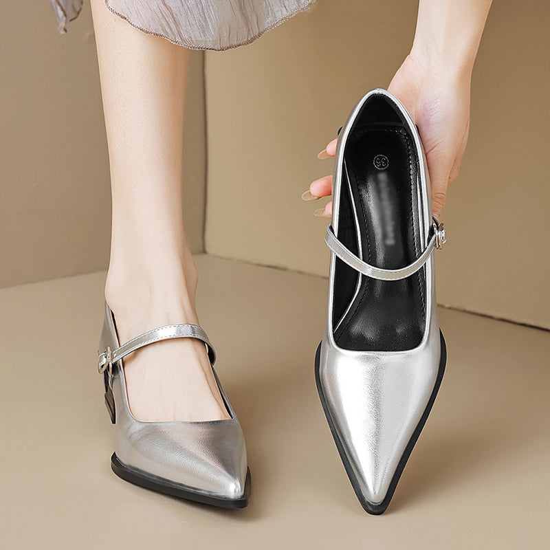 Women's Elegant Pointed Toe Square Heel Sandals