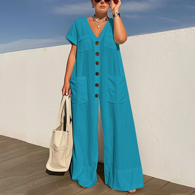 ⏳Time-limited Special⏰Women's Fashion V-Neck Loose Jumpsuit