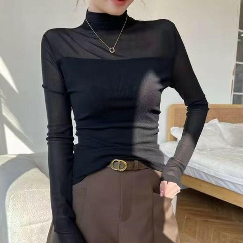 💃Last Day Sales -50% OFF🎉Women's Sparkle Mesh Sheer Long Sleeve Ruched Top