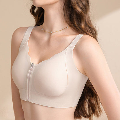 Women's Comfortable Seamless Zip Front Closure Bra