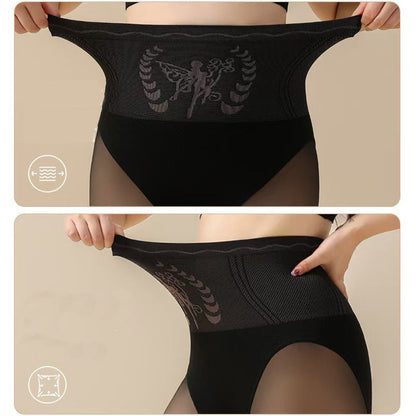 Women's Plush Lined High Waist Sheer Tights Tummy Control Tights