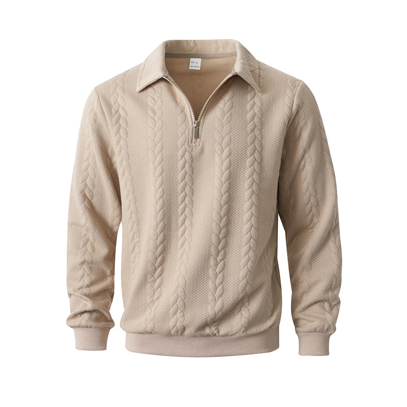 Men's Casual Half-Zip Cable-Knit Sweater